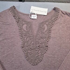 Xieerduo Mauve Purple Crochet Lace Bib Long Sleeve Top Plus‎ Size 3XL NEW